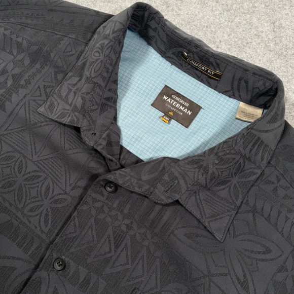 Quiksilver Other - Quiksilver Waterman Aganoa Bay Shirt Mens XXL EUC Black Tribal Camp Short Sleeve